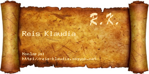 Reis Klaudia névjegykártya